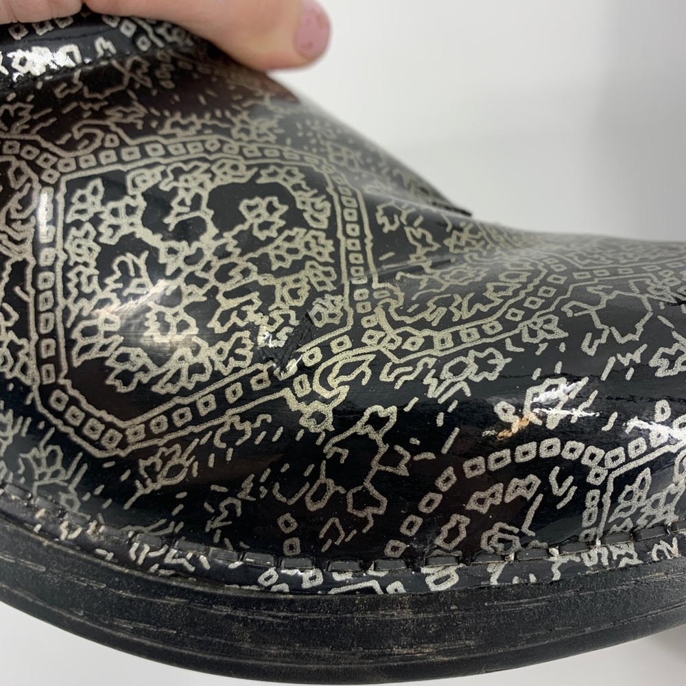 Dansko Metallic Black And Silver Clogs Size 42 - image 7